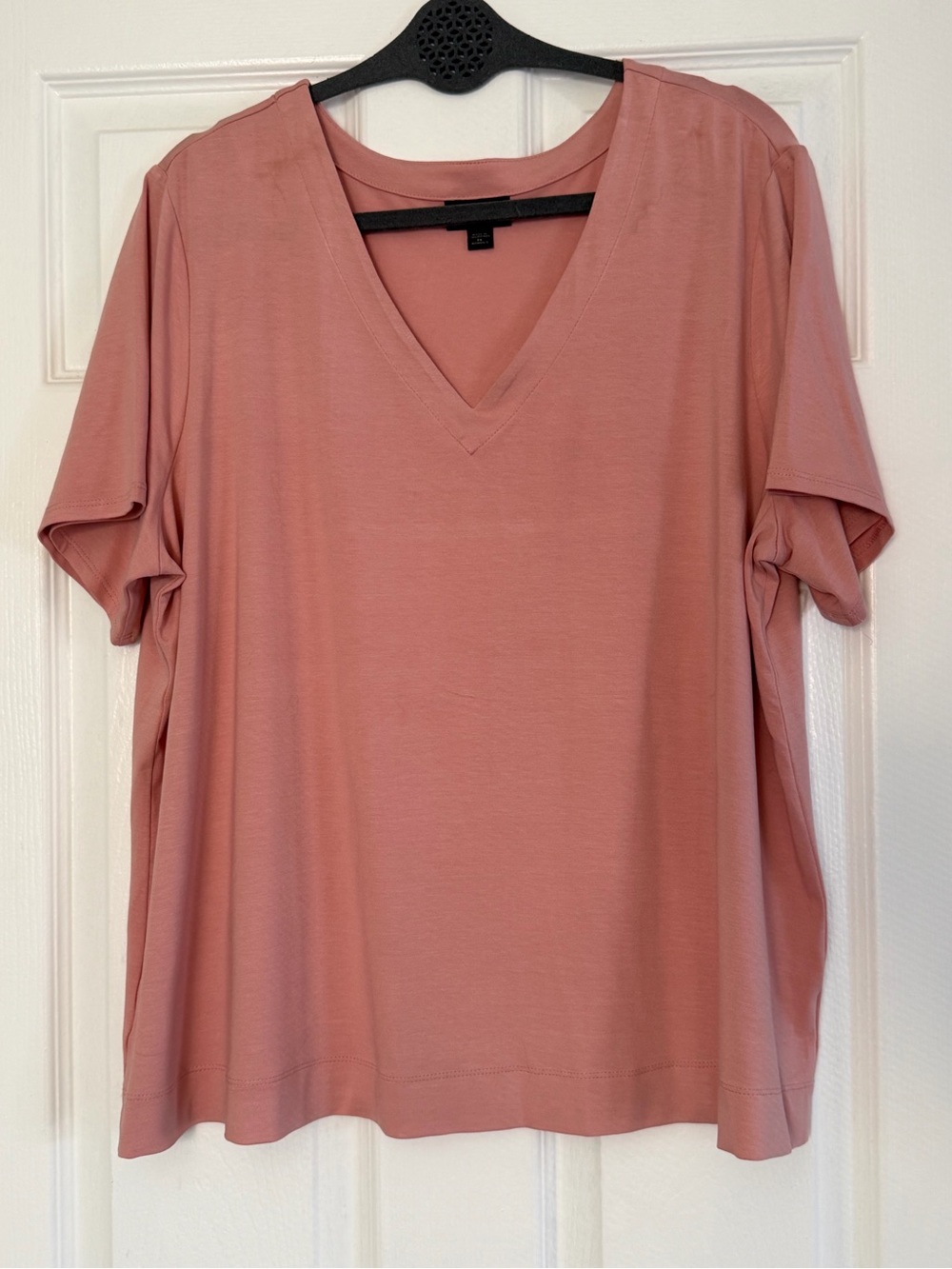 J. Jill Wearever Collection Pink V-Neck Knit Top Women’s 2X Short Sleeve Stretch